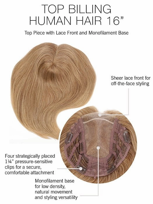 Accessories_Raquel Welch_Wigs Top Billing 16" | Human Hair Lace Front Topper (Mono Top)
