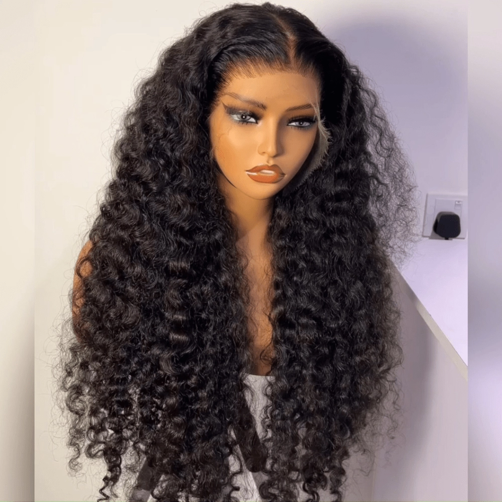 Full 300% Density Deep Wave Glueless Wig 13x4 HD Lace Front Wig Pre Plucked Hairline 100% Real Human Hair Wig
