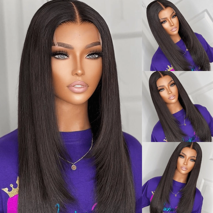 Geeta 13x4/4x4 Hd Transparent Straight Layered Wig Pre Plucked Natural Hairline Human Hair Wigs