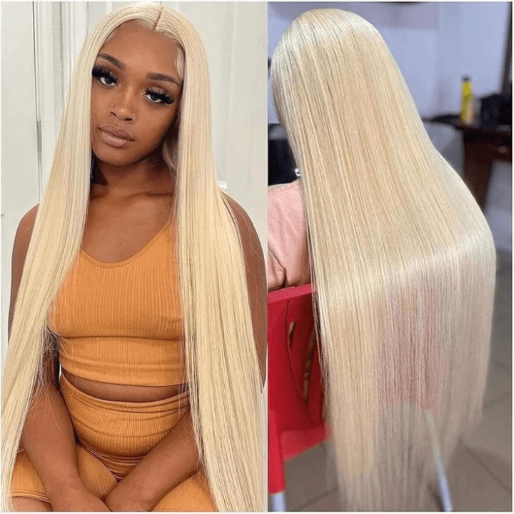 HD Transparent Lace 613 Blonde 13x6 Lace Front Human Hair Frontal Straight Wigs