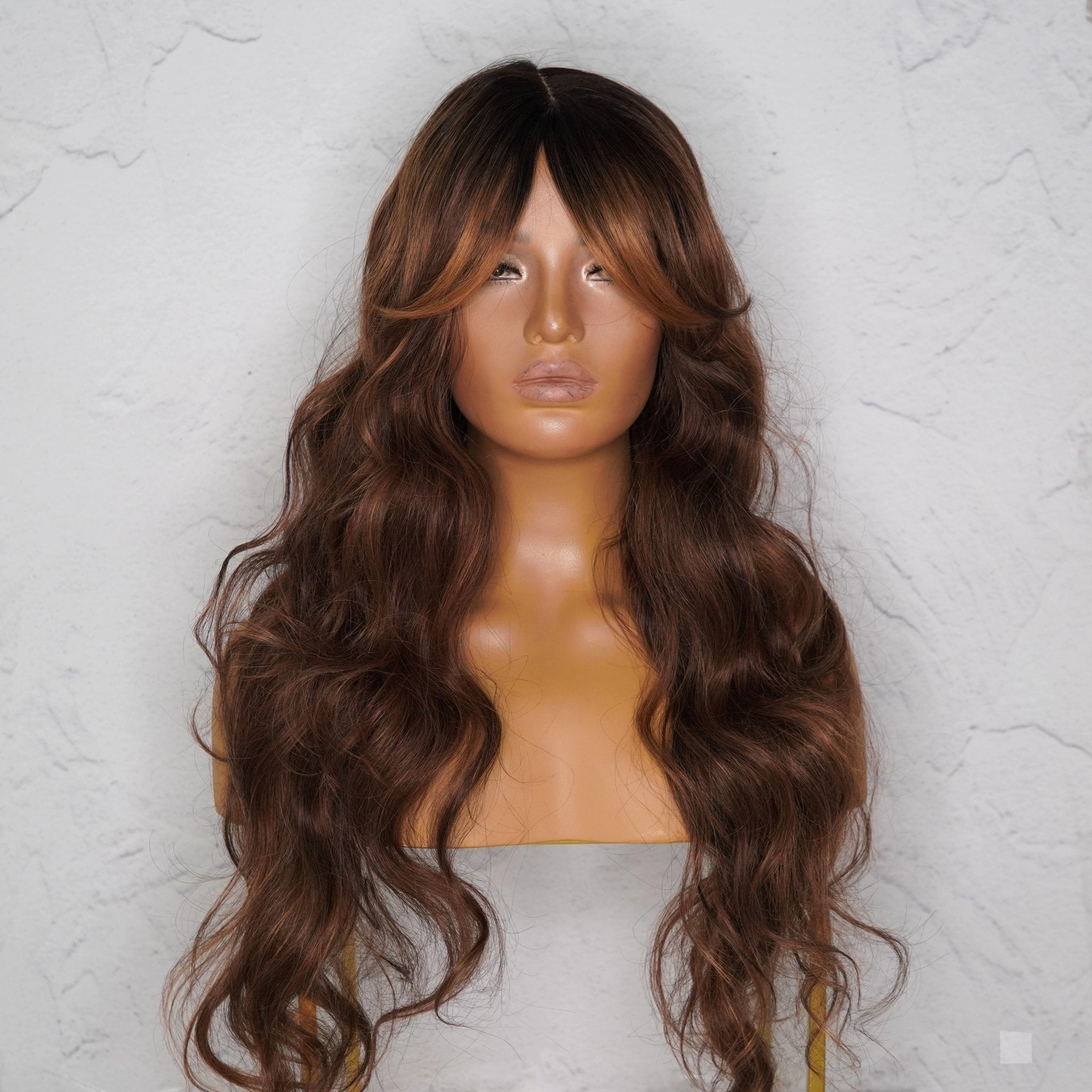 HENLEY Chocolate Brown Lace Fringe Wig