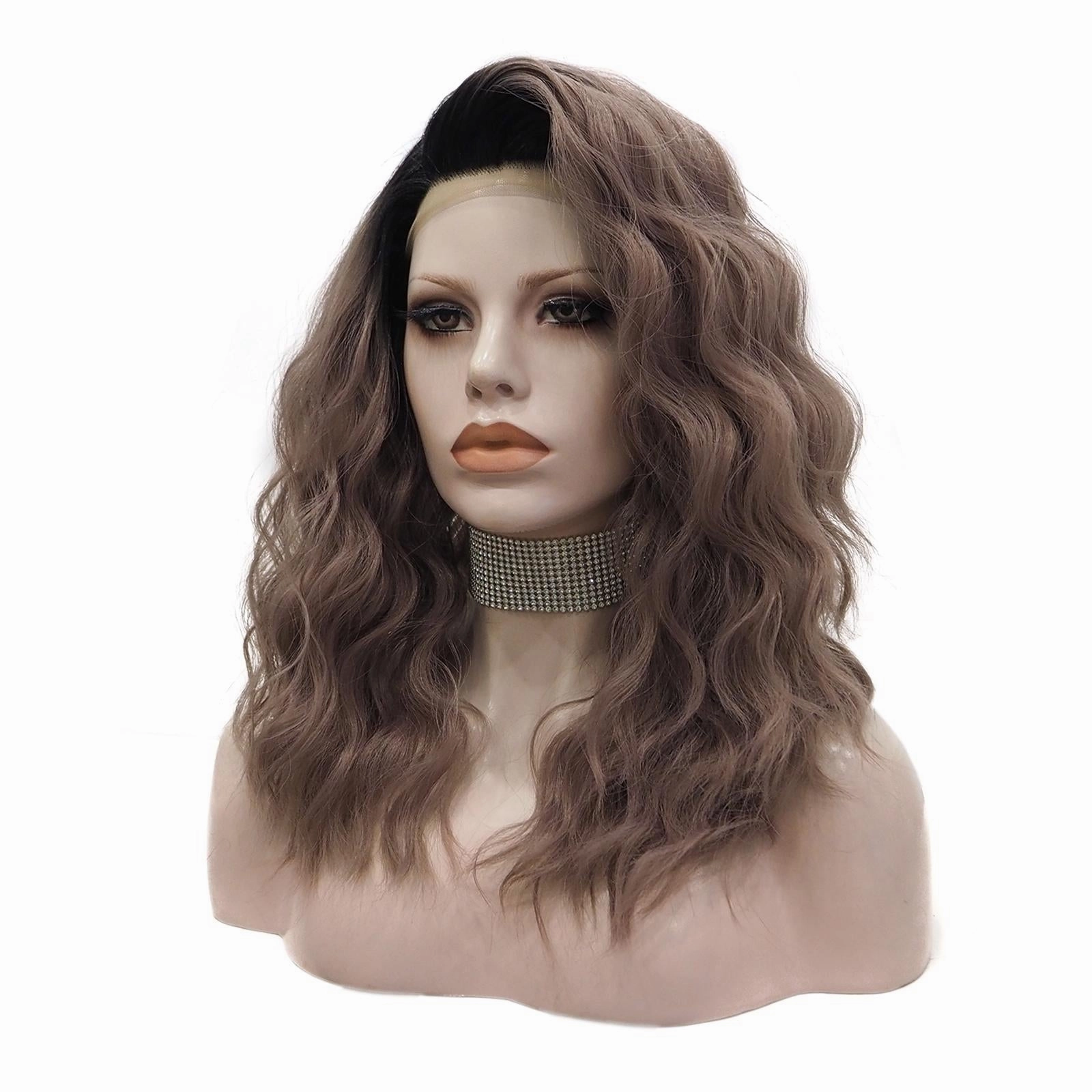 IMstyle Kiki Grape Purple with Dark rooting Shoulder lenth Water Wave 13*3 lace Front Synthetic-W-07-(LG41)