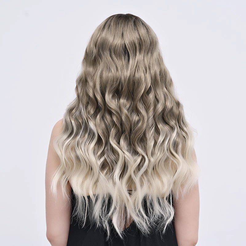 Imstylewigs Strom 26 inches Skunk stripe ombre dark blonde body wavy lace wigs