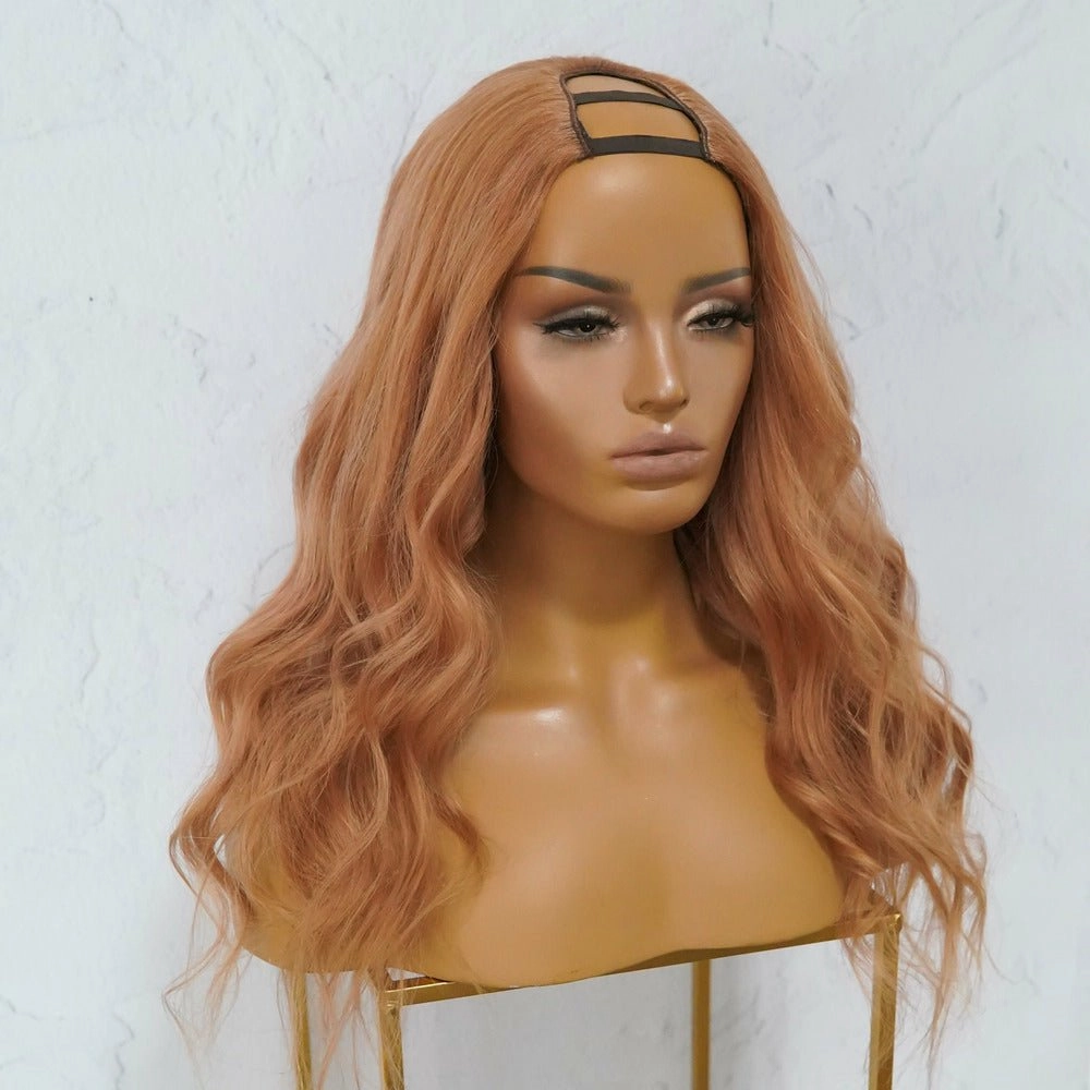 LOUISE Dark Strawberry Blonde Human Hair U Part Wig