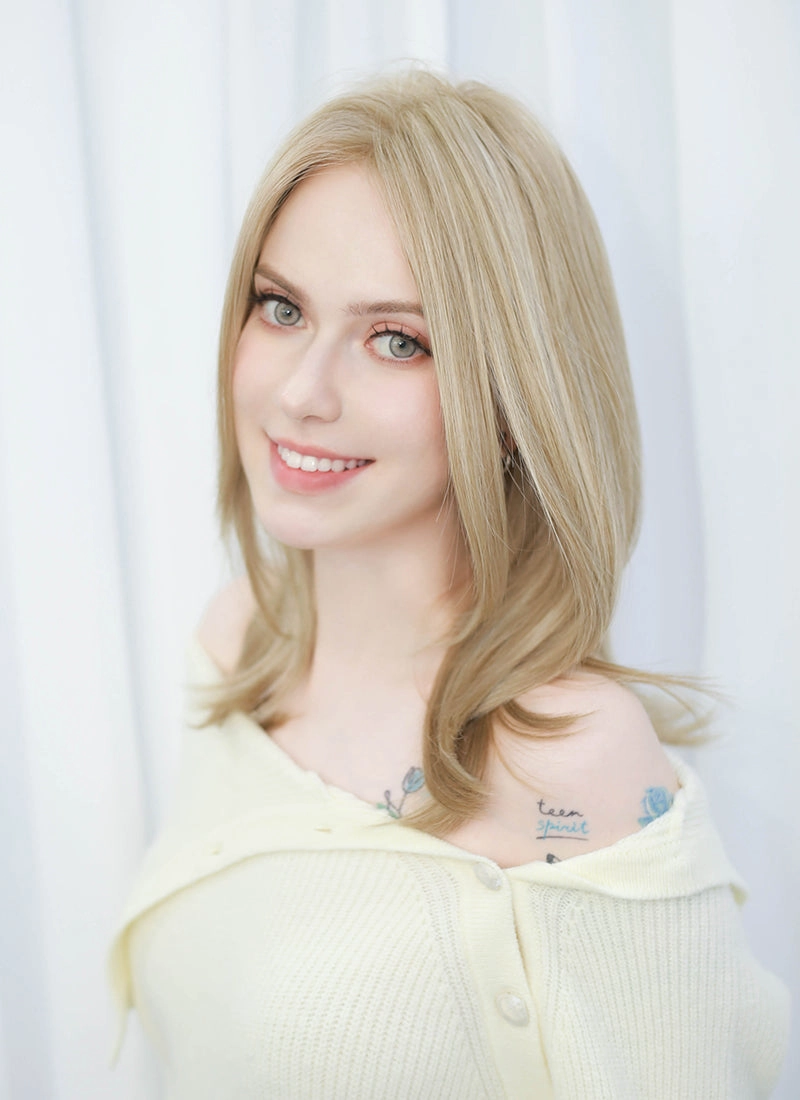 Mixed Blonde Straight Mono Top Bob Lace Wig MN006