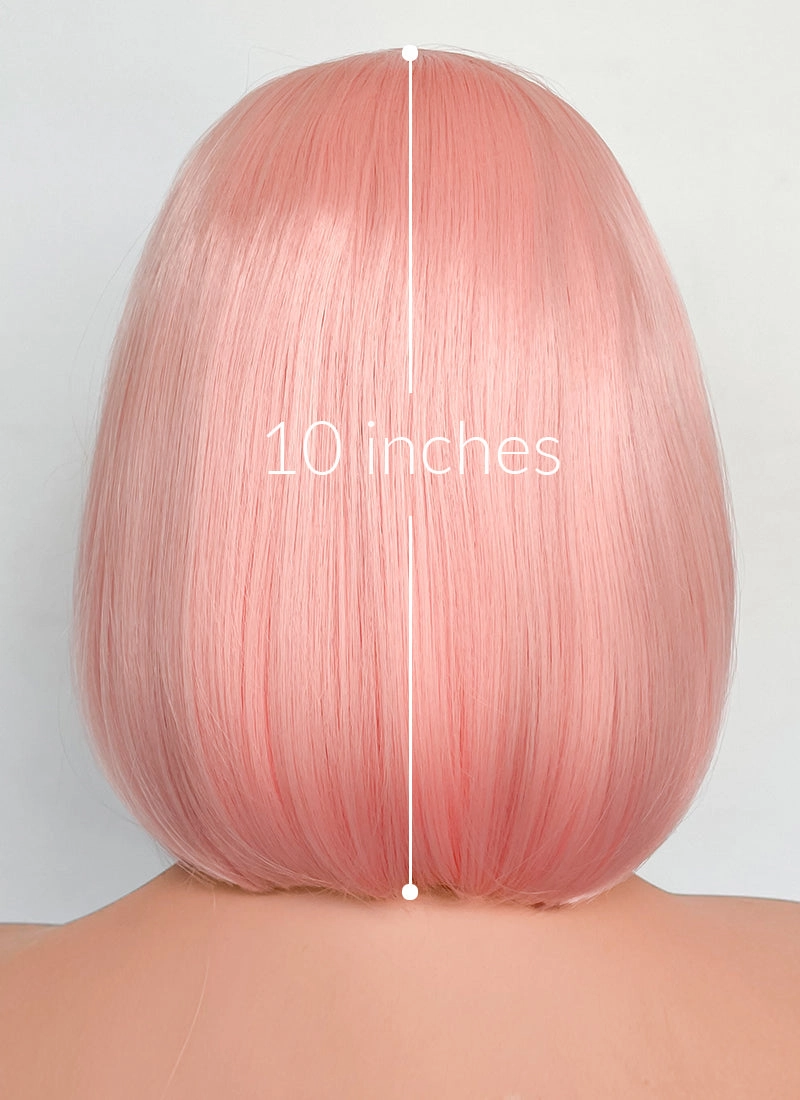 Pastel Pink Straight Bob Lace Front Synthetic Wig LFK5563