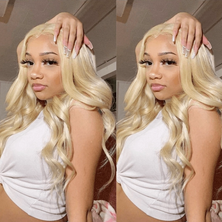 Tuneful 613 Blonde Body Wave 13x6 Transparent Lace Frontal Wigs 180% Density Human Hair Wigs  Bogo Deal