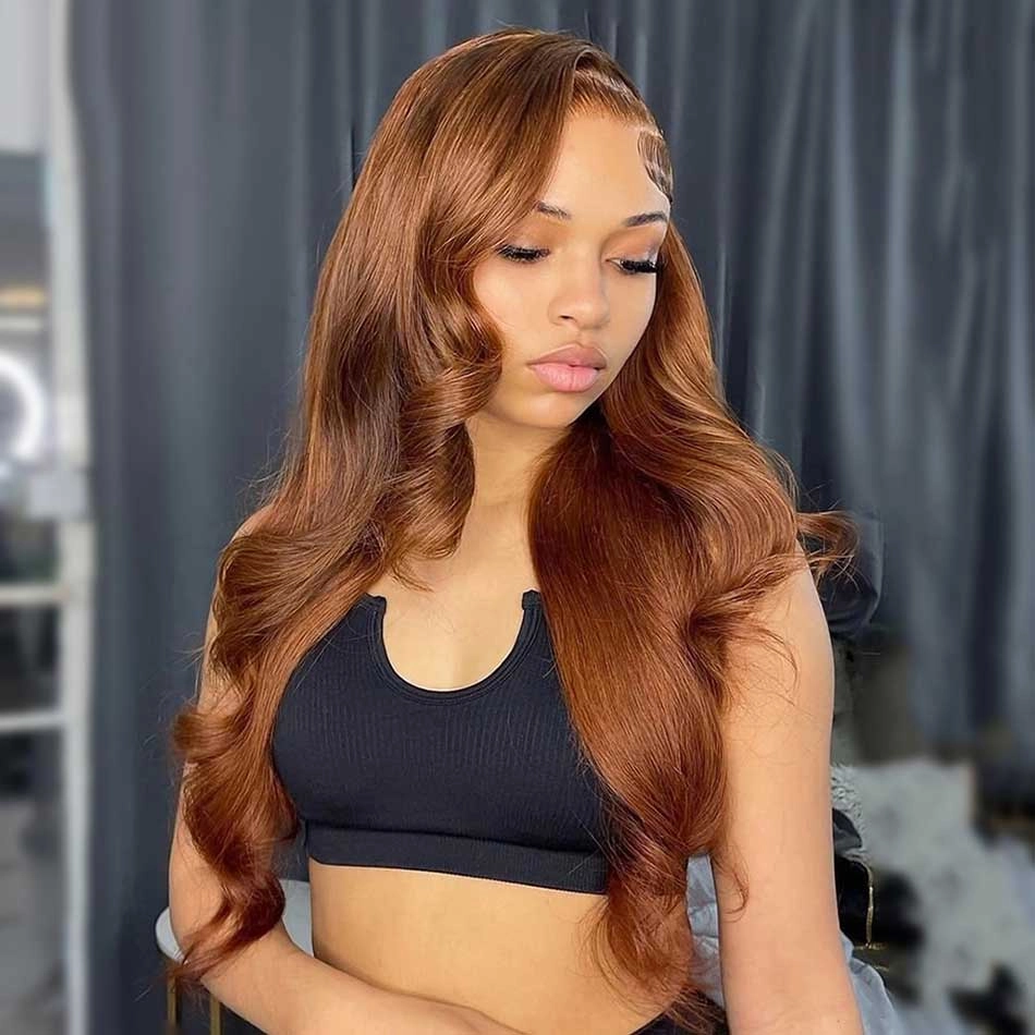 Tuneful Glueless Copper Brown Colored 13x6 5x5 6x5 Lace Front Closure Human Hair Wigs Body Wave Frontal Wigs