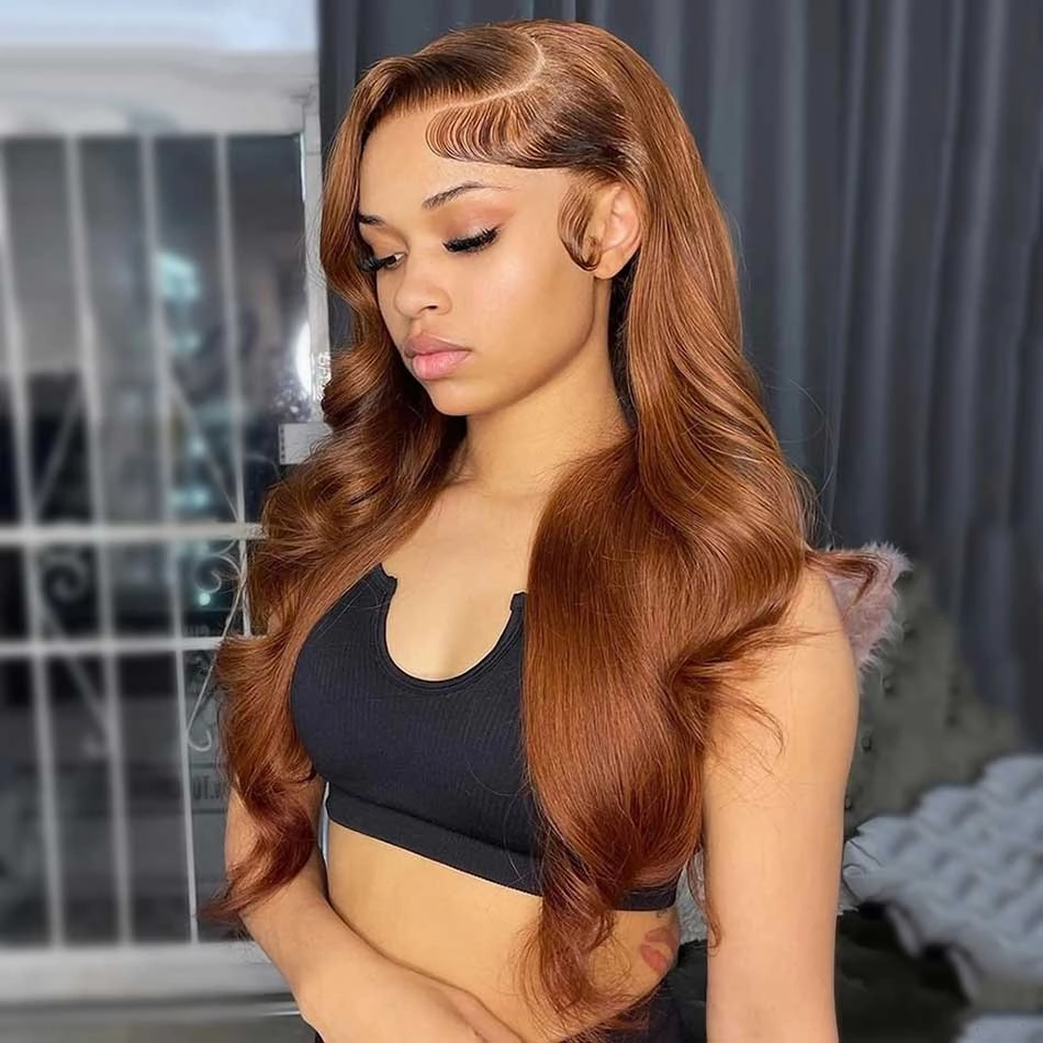 Tuneful Glueless Copper Brown Colored 13x6 5x5 6x5 Lace Front Closure Human Hair Wigs Body Wave Frontal Wigs