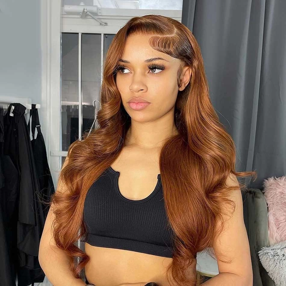 Tuneful Glueless Copper Brown Colored 13x6 5x5 6x5 Lace Front Closure Human Hair Wigs Body Wave Frontal Wigs