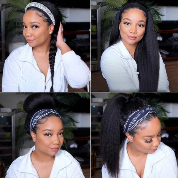 Tuneful Kinky straight Headband Wigs Human Hair Wigs For Women