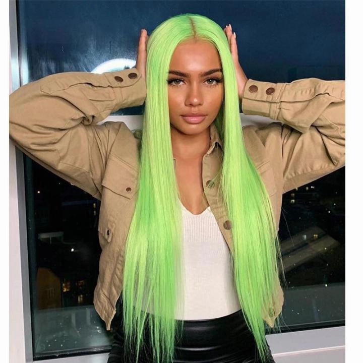 Tuneful Special Customise 13x6 Colored Lace Front Human Hair Wigs Platinum Blonde Orange Grey Green Red 613 Frontal Wigs
