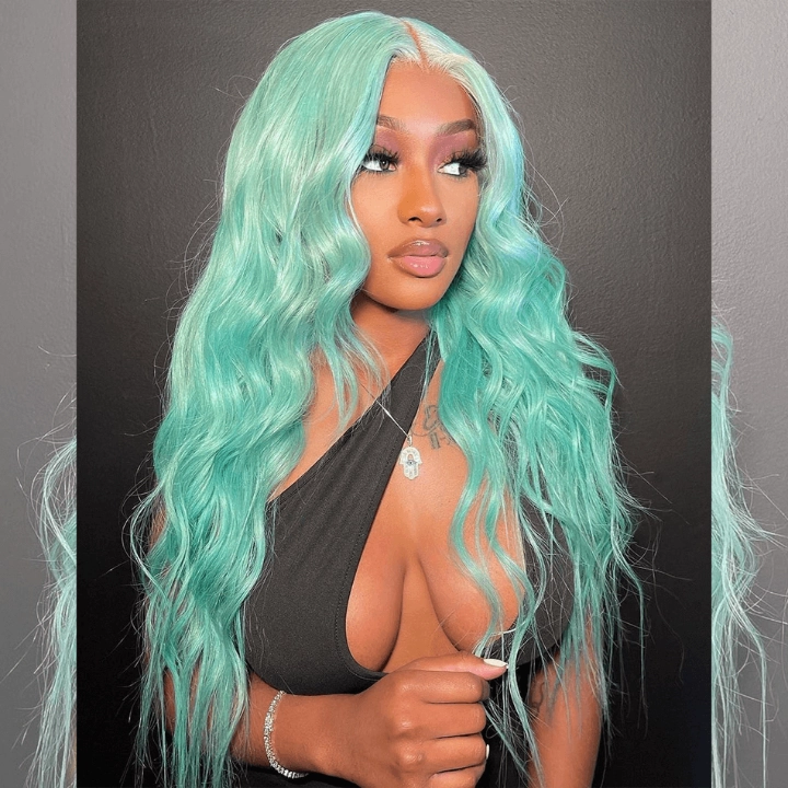 Tuneful Special Customise Baby Blue Colored 13x6 Lace Front Human Hair 613 Frontal Wigs 250% Density