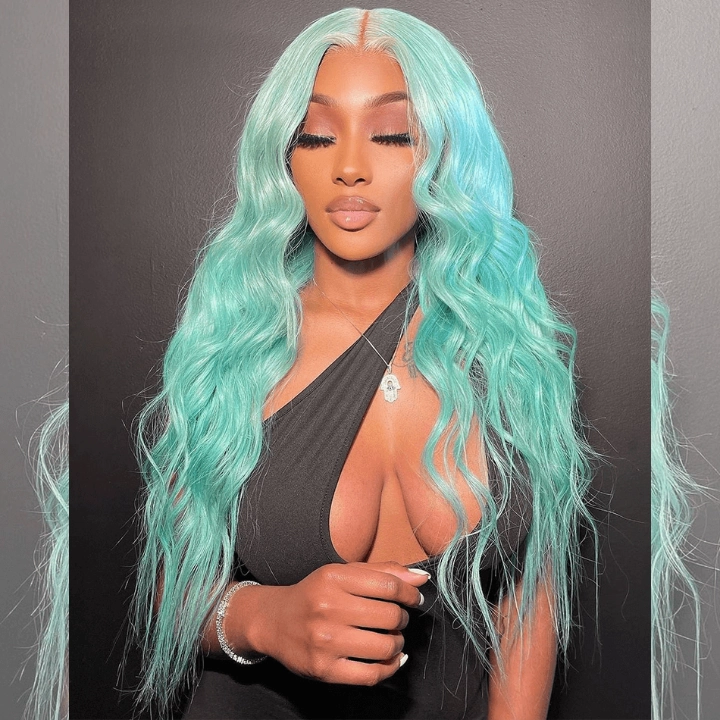 Tuneful Special Customise Baby Blue Colored 13x6 Lace Front Human Hair 613 Frontal Wigs 250% Density
