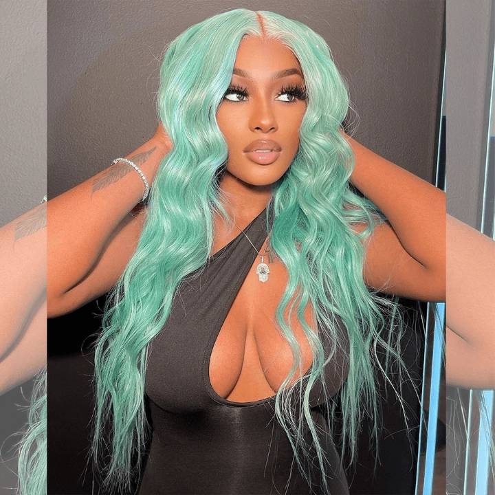 Tuneful Special Customise Baby Blue Colored 13x6 Lace Front Human Hair 613 Frontal Wigs 250% Density