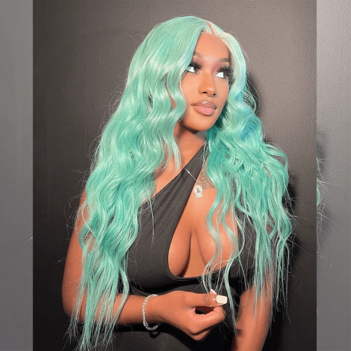 Tuneful Special Customise Baby Blue Colored 13x6 Lace Front Human Hair 613 Frontal Wigs 250% Density