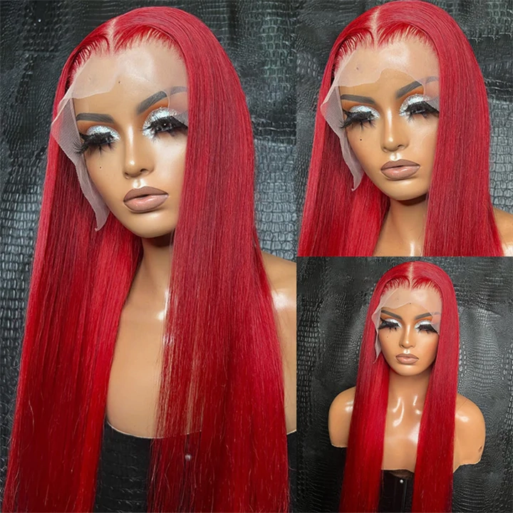 Tuneful Super Deal Red Colored 13x6 Lace Frontal 10A Virgin Human Hair Wigs